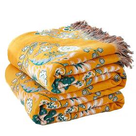 004m Vanjoroy Boho Throw Blanket 100% Cotton Soft Sofa Bed Throw-floral Farmhouse Decor Bl