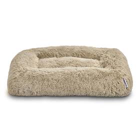 Vibrant Life 914129819026 Furry Bolster Dog Bed Large Oatmeal 35 Inch X 25