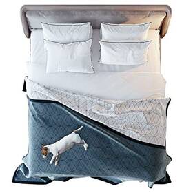 Victoria.orton 9369998504947 King Size Waterproof Dog Blanket 108 Inch X 90 Fiord Blue Quill White Trim