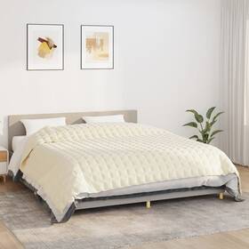 X102.4 Vidaxl 720845601867 Weighted Blanket Light Cream 86.6 Inch 24.3 Lb Fabric