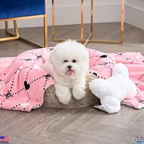 Jye022423 Visit The Juicy Couture Store Plush Paw Heart Pet Sherpa Blanket And Bone Pillow Set - Pink 50x60 For Dogs Cats