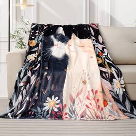 B0f3xgk7fz Volatumy Cat Throw Blanket For Cats Lover Floral Plant Bed Moon And Star Blank