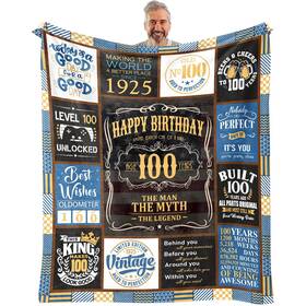 Vxdrzgt 758387547495 100th Birthday Blanket 60 X 50 Inch - Gifts For 100 Year Old Man Birt