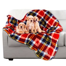 Wakeman Outdoors 194189985767 Yippy Waterproof Pet Blanket And Furniture Protector Red Plaid 50x60