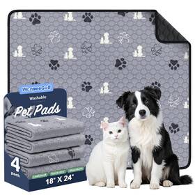 Wg-dg-4pad-1824 Wanpeegoo Washable Pee Pads For Dogs 4 Pack Absorbent Reusable Training Dog Pet P