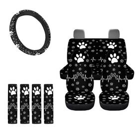 Yyc-f9z94z86z86-1-2 Wanzuoeng Animal Paw Print Car Seat Cover Set For Dog Lovers High Back Front Bucket Se