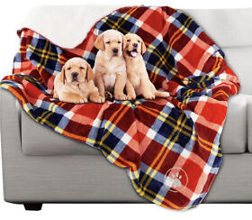 941163iou Waterproof Pet Blanket Plaid Throw Protects Couch Car Bed 50 X 60 Red