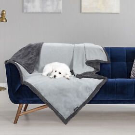 1kpbw561lgdg-sf Waterproof Pet Blanket Small Dog Cat Sherpa Fleece Reversible Pad Protect Couch