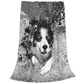 Mtgth8-414791433 Wazhijia Border Collie Blanket Dog Flannel Throw Bed Blankets Cozy Lightweight Soft Be