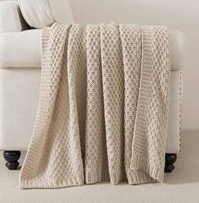 B-bdm-beige-6080 Wdcozy Chunky Cable Knit Throw Blanket Super Soft Warm Knitted