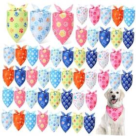 Ca-weewooday-4782 Weewooday 50 Pcs Paw Print Dog Bandanas 31.5 X 21.7 Inch Pattern