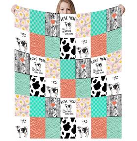 Wgfakjmo 406523966435 Cows Flannel Blanket Super Soft Cute Cow Print Microfiber Fleece Thro
