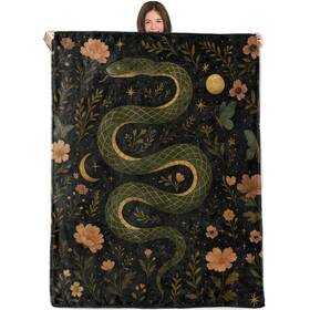 Fwesdc161 Wkedin Mystical Snake Blanket 50x60in Cozy Flannel Throw With Elegant Green Serpent