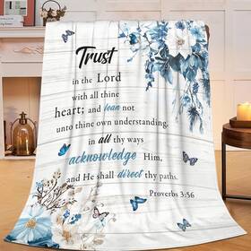Wosabee 889741994227 Christian Blanket Super Soft Warm Bible Verse Fleece Throw Cozy Fluff