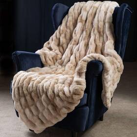 Wpm World Products Mart 812590033937 Super Soft Faux Fur Throw Blanket- Brown Blanket Royal Luxury Cozy