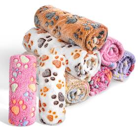 659347 Wutfuooo 18 Pcs Fleece Pet Blanket Soft Warm Sleep Mat Fluffy Cute Puppy Supplies Paw