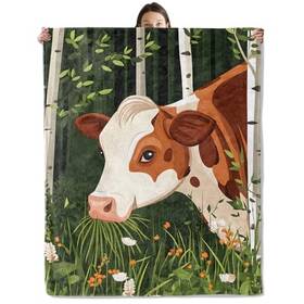 Lc030bl5052956cow44 Wyxdwh Fuuny Cartoon Cow Blanket Cozy Flannel Woodland Cows Throw 60 50 In Cow44