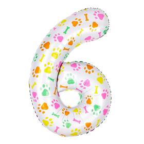 Hyf-76 Xiqmbwqm 40 Inch Multi-color Dog Paw Number 6 Balloon With Print And Bone Design B