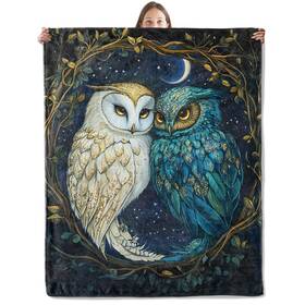 C031l50522bl68owl50 Xmwjfd Whimsical Moonlit Owl Blanket Cozy Plush Throw For Couch Bedroom Out