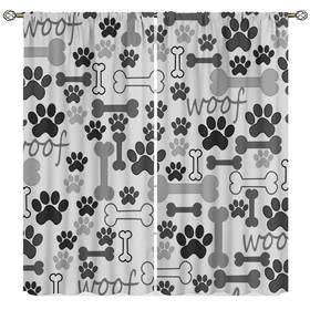 Yearn Jear 783581998213 Dog Paw Print Curtains Grey Cartoon And Bones Window Treatment Therm