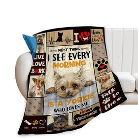 Yerretin 291528979791 Funny Dog Blanket Soft Warm Cute Kawaii Yorkshire Terrier Plush Throw Bla