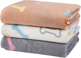 Yiwu Honghe 313056511513 Dono 1 Pack 3 Dog Blankets For Small Dogs Soft Fluffy Paw Print Pattern Fleece