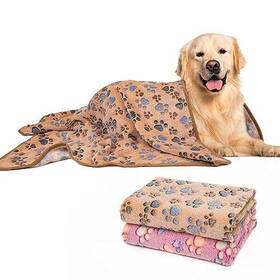 Dnmt-l-2pc-paw-2 Yiwu Honghe 1 Pack 2 Dog Blankets Soft Fluffy Cute Paw Pattern Fleece Large 41 31 Inch Bone-2