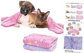 Dnmt-s-2pc Yiwu Honghe 1 Pack 2 Dog Blankets Soft Fluffy Cute Paw Pattern Fleece Small 23 16 Inch Bone-1