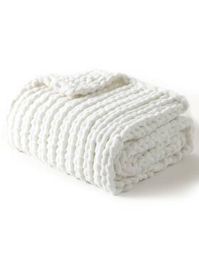 Ckt-cn-wt3 Ynm Chunky Throw Blanket Medium-weight Hand Knitted With Chenielle Yarn Sk