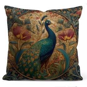 You Found Me 784482732504 William Morris Abstract Art Floral Peacock Design Throw Pillow C
