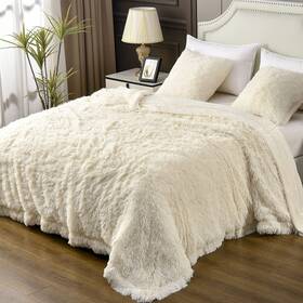 Yusoki 754422879767 Long Faux Fur Twin Size Blanket 2 Layers 3.4lb For Bed Couch Home D