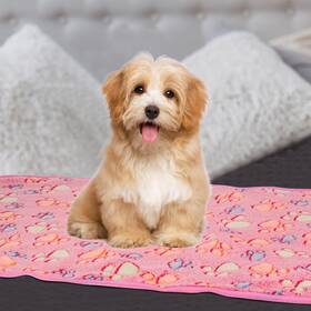 Zaplyte 676766903307 Pet Blanket Flannel Paw Printed Throw 21x30 Inch Pink 3 Pack