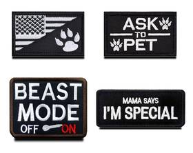 Zcketo 709414243217 4 Pcs Beast Mode On Dog Paw Ask To Pet Service Vests/harness Emblem Embro
