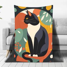 Catbt3121106-3 Zeleda Cute Cat Blanket Animals Pet Pattern Gifts For Kitten Lovers Black Cats Color