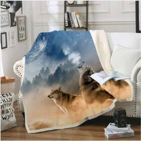 Zfproduct 745302965953 3d Wolf Print Throws Blanket - Soft Cozy Fleece For Couch Bed Tv