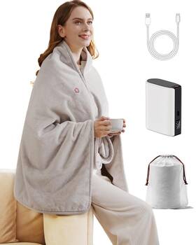 Zireot 768273100642 Rechargeable Warming Blanket With Battery Pack Cordless Heated Throw For Hom