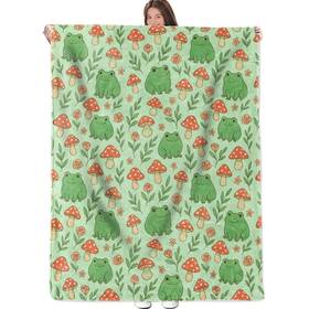Zznhp 56lhc0535083047 Frogs And Mushrooms Blanket Flannel Throw Soft Cozy Lightweight Blan
