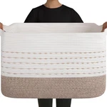 108L Extra Large Blanket 25 X16 Rectangle Woven Cotton Rope Baskets. Fixed Price $46.94.