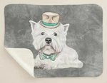 Highland Terrier Westie Puppy Dog Aqua Hat Sherpa Fleece Throw Blanket. Fixed Price $42.95.