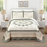 Modern Heirloom Harper Green Floral Embroidered Quilted Bedspread - Lightweig.... Fixed Price $161.86.