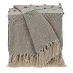 Tufted Beige Fringed Woven Handloom Throw. Fixed Price $84.98.