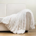 Luxury Concepts Lightweight Faux Rabbit Fur Throw Blanket, Ruched Elegant. Fixed Price $79.00.