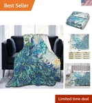 Elegant Peacock Design Blanket - Ultra Soft Fleece 80"X60" For Indoor & Outdoor. Fixed Price $49.50.