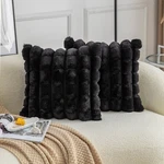 Neelvin Black Faux Fur Plaid Throw Pillow Covers 16X16" - Set 2 Soft & Cozy. Fixed Price $33.58.