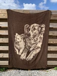 Vintage Cat Dog Throw Blanket Double Sided Brown Tan 75 X 55 Soft Fuzzy Comfy. Fixed Price $22.00.
