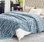 Moenchy Faux Fur Sofa / Couch Throw Blanket - Lake Blue 108". Fixed Price $39.99.