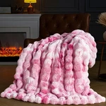 Pluushuu Faux Fur Throw For Couch, Fluffy Fuzzy Plush Bubble Blanket,. Fixed Price $72.84.