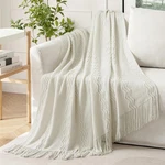 Miulee Cream White Knitted Throw Blanket For Couch Textured With.... Fixed Price $37.35.