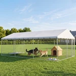 Pawhut 20' X 10' 7' Outdoor Dog Kennel With Roof, Secure Latches. Fixed Price $459.99.