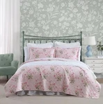 Laura Ashley Twin Veronicas Bouquet Quilt Set Pink Floral Coverlet. Fixed Price $85.00.